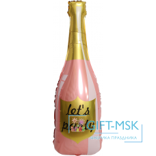 Фольгированная фигура Бутылка Шампанское, Let`s Party (розовый)